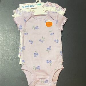 Carter's Pink and Lavender Floral Short-Sleeve Onesies Set 3pack Sz. 3 month NWT